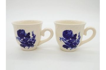 ビンテージ　フランス　GIEN(ジアン)　ブルーローズがエレガントなカップ&ソーサー6客セット(ヴィンテージ、C&S、磁器、バラ、薔薇、洋食器)(R-078692)