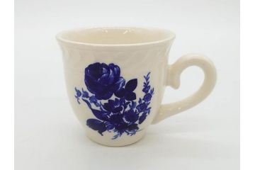 ビンテージ　フランス　GIEN(ジアン)　ブルーローズがエレガントなカップ&ソーサー6客セット(ヴィンテージ、C&S、磁器、バラ、薔薇、洋食器)(R-078692)