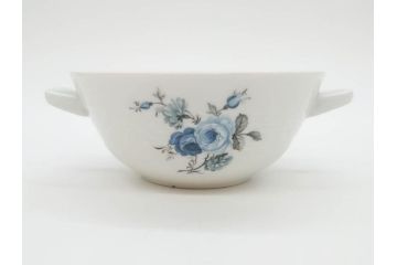 ドイツ　HUTSCHENREUTHER(フッチェンロイター)　ローズ　柔らかな色彩で描かれたバラのデザインが可愛らしいスープカップ&ソーサー6客セット(バラ、薔薇、ブルーローズ、ダブルハンドル、皿、プレート、洋食器)(R-078693)