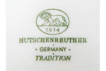 ドイツ　HUTSCHENREUTHER(フッチェンロイター)　ローズ　柔らかな色彩で描かれたバラのデザインが可愛らしいスープカップ&ソーサー6客セット(バラ、薔薇、ブルーローズ、ダブルハンドル、皿、プレート、洋食器)(R-078693)