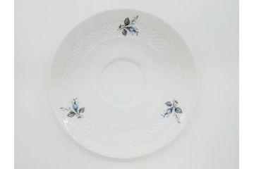ドイツ　HUTSCHENREUTHER(フッチェンロイター)　ローズ　柔らかな色彩で描かれたバラのデザインが可愛らしいスープカップ&ソーサー6客セット(バラ、薔薇、ブルーローズ、ダブルハンドル、皿、プレート、洋食器)(R-078693)