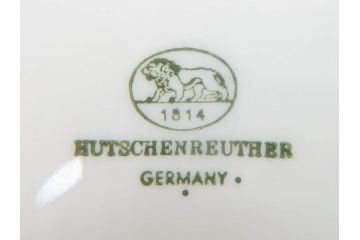 ドイツ　HUTSCHENREUTHER(フッチェンロイター)　ローズ　柔らかな色彩で描かれたバラのデザインが可愛らしいスープカップ&ソーサー6客セット(バラ、薔薇、ブルーローズ、ダブルハンドル、皿、プレート、洋食器)(R-078693)
