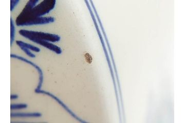 ジャンク品　ビンテージ　オランダ　DELFT(デルフト)　ブルーハンドペイント　細かな染付に匠の技が光る置時計(風車、花、フラワー、草花、風景、ヴィンテージ、陶器)(R-078694)