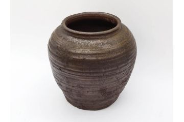 室町時代　古備前焼　波状文　高さ 約23cm　素朴な味わいがある壺(花生、花瓶、花器、花入れ、壷)(R-078695)