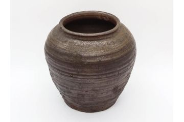 室町時代　古備前焼　波状文　高さ 約23cm　素朴な味わいがある壺(花生、花瓶、花器、花入れ、壷)(R-078695)