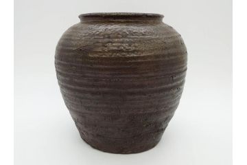 室町時代　古備前焼　波状文　高さ 約23cm　素朴な味わいがある壺(花生、花瓶、花器、花入れ、壷)(R-078695)