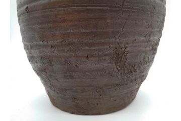 室町時代　古備前焼　波状文　高さ 約23cm　素朴な味わいがある壺(花生、花瓶、花器、花入れ、壷)(R-078695)