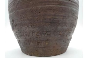 室町時代　古備前焼　波状文　高さ 約23cm　素朴な味わいがある壺(花生、花瓶、花器、花入れ、壷)(R-078695)