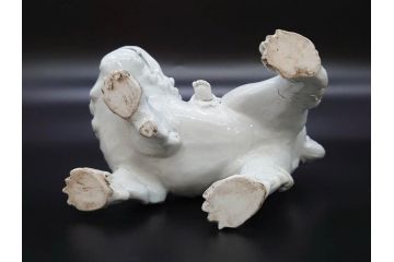 時代物　焼物　磁器　高さ 約17cm　白磁唐獅子観音像(中国?、置物、オブジェ、中国美術、仏教美術)(R-078696)