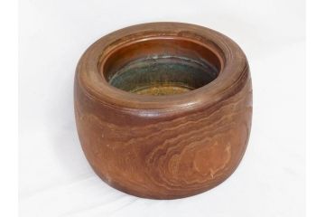 アンティーク雑貨　昭和初期　大胆な杢目が目を引く桐火鉢(丸火鉢、木製火鉢、手あぶり)(R-078700)