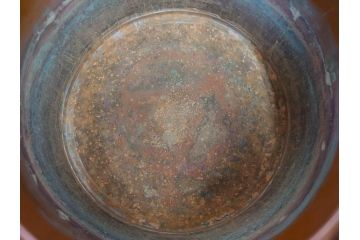 アンティーク雑貨　昭和初期　大胆な杢目が目を引く桐火鉢(丸火鉢、木製火鉢、手あぶり)(R-078700)