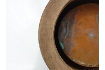 アンティーク雑貨　昭和初期　大胆な杢目が目を引く桐火鉢(丸火鉢、木製火鉢、手あぶり)(R-078700)