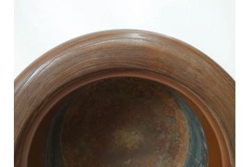 アンティーク雑貨　昭和初期　大胆な杢目が目を引く桐火鉢(丸火鉢、木製火鉢、手あぶり)(R-078701)