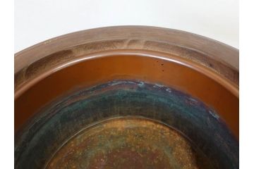 アンティーク雑貨　昭和初期　大胆な杢目が目を引く桐火鉢(丸火鉢、木製火鉢、手あぶり)(R-078701)