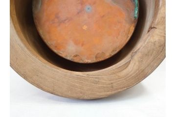 アンティーク雑貨　昭和初期　大胆な杢目が目を引く桐火鉢(丸火鉢、木製火鉢、手あぶり)(R-078701)