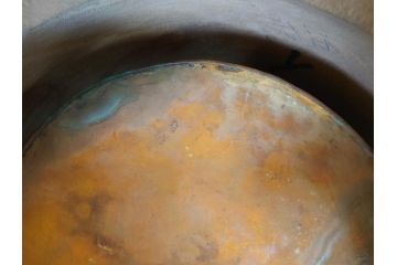 アンティーク雑貨　昭和初期　大胆な杢目が目を引く桐火鉢(丸火鉢、木製火鉢、手あぶり)(R-078701)
