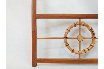 昭和初期　古民具　竹製　竹の素材を生かしたデザインの小さな衣桁(手拭い、ハンガーラック、着物掛け、衣装掛け、タオル掛け)(R-078702)