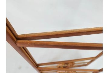 昭和初期　古民具　竹製　竹の素材を生かしたデザインの小さな衣桁(手拭い、ハンガーラック、着物掛け、衣装掛け、タオル掛け)(R-078702)