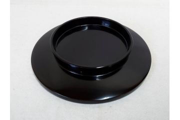 輪島塗　大向高洲堂　木製　絵変り金蒔絵　艶やかな漆に金蒔絵が映える銘々皿5客&茶托5客セット(茶道具、黒漆、漆器、菓子器、小皿、和食器、和皿、草花、共箱付き、栞付き)(R-078704)