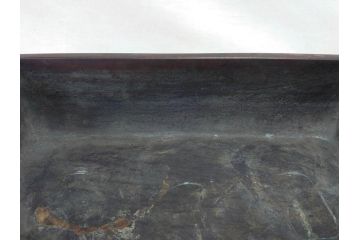 時代物　廣忠斎鋳　古銅　細かい装飾が魅力的な水盤(獣耳、双耳、ダブルハンド、花器、花入、花生、盆栽鉢、雷文、水鉢、水盆)(R-078705)