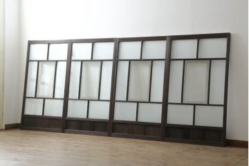 アンティーク建具　大正ロマン　ノスタルジックな空間を演出するガラス窓4枚セット(引き戸、ガラス戸)(R-078715)