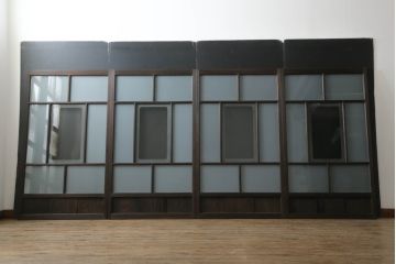 アンティーク建具　大正ロマン　ノスタルジックな空間を演出するガラス窓4枚セット(引き戸、ガラス戸)(R-078715)