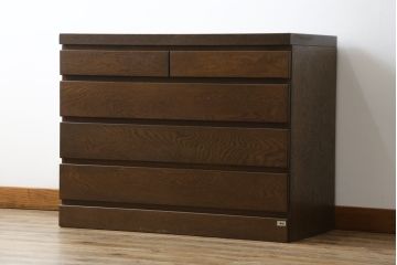 和製ビンテージ　旭川家具　近藤工芸　Solid Furniture OAK (ソリッドファニチャー オーク)　シックな佇まいが魅力的なチェスト(サイドチェスト、引き出し、ヴィンテージ)(R-078719)