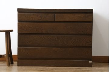 和製ビンテージ　旭川家具　近藤工芸　Solid Furniture OAK (ソリッドファニチャー オーク)　シックな佇まいが魅力的なチェスト(サイドチェスト、引き出し、ヴィンテージ)(R-078719)