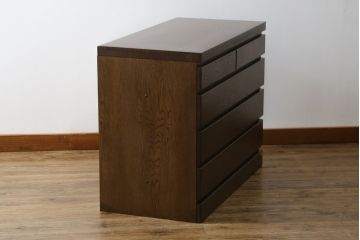 和製ビンテージ　旭川家具　近藤工芸　Solid Furniture OAK (ソリッドファニチャー オーク)　シックな佇まいが魅力的なチェスト(サイドチェスト、引き出し、ヴィンテージ)(R-078719)