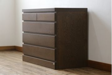 和製ビンテージ　旭川家具　近藤工芸　Solid Furniture OAK (ソリッドファニチャー オーク)　シックな佇まいが魅力的なチェスト(サイドチェスト、引き出し、ヴィンテージ)(R-078719)