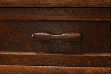 中古　美品　国産工芸家具　栓材　内部桐材　ひょうたんの透かし彫りが目を惹く文机(座机)(R-078720)