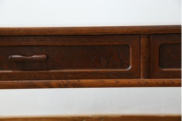 中古　美品　国産工芸家具　栓材　内部桐材　ひょうたんの透かし彫りが目を惹く文机(座机)(R-078720)