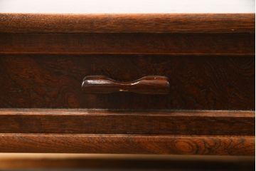 中古　美品　国産工芸家具　栓材　内部桐材　ひょうたんの透かし彫りが目を惹く文机(座机、ローテーブル、センターテーブル、作業台、ワークデスク、在宅用、在宅ワーク用)(R-078720)