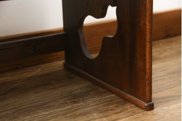 中古　美品　国産工芸家具　栓材　内部桐材　ひょうたんの透かし彫りが目を惹く文机(座机、ローテーブル、センターテーブル、作業台、ワークデスク、在宅用、在宅ワーク用)(R-078720)
