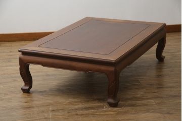 中古　指物工芸家具　漆塗り　花梨(カリン)材　唐木　趣のある佇まいが魅力的な座卓(ローテーブル、センターテーブル)(R-078732)