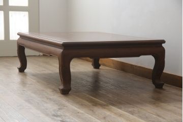 中古　指物工芸家具　漆塗り　花梨(カリン)材　唐木　趣のある佇まいが魅力的な座卓(ローテーブル、センターテーブル)(R-078732)