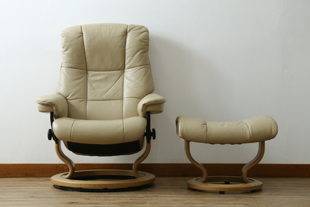EKORNES ベージュ レザー スツール 公式】アンティーク家具ラフジュ工房商品詳細ページ中古 EKORNES