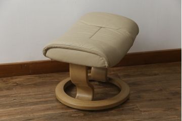 中古　EKORNES(エコーネス)　本革(レザー)　メイフェア(Mayfair)　ストレスレスチェア(S)オットマン付き(リクライニングチェア、アームチェア、椅子、フットスツール、北欧)(R-078736)