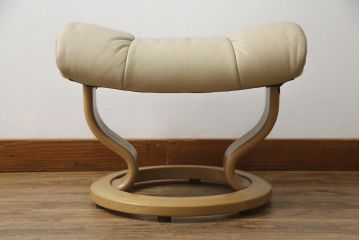 中古　EKORNES(エコーネス)　本革(レザー)　メイフェア(Mayfair)　ストレスレスチェア(S)オットマン付き(リクライニングチェア、アームチェア、椅子、フットスツール、北欧)(R-078736)