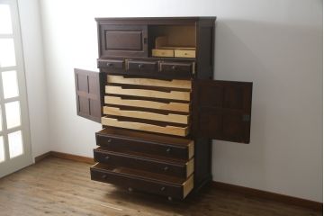 中古　北海道民芸家具　和洋どちらのお部屋にも馴染みやすい重ねタンス(衣装箪笥、収納箪笥、着物箪笥、和タンス、引き出し)(R-078739)