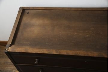 中古　北海道民芸家具　天板リメイク　和洋どちらのお部屋にも馴染みやすいサイドチェスト(テレビ台、テレビボード、ローボード、引き出し、収納箪笥、衣装箪笥)(R-078742)