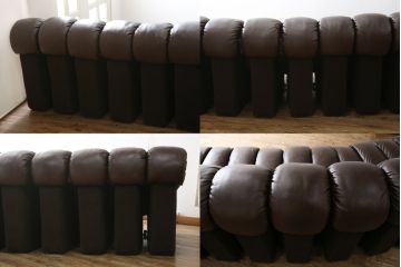 中古　デセデ(de Sede)　本革(レザー)　22連　お好みに合わせて自在にレイアウトできるスネークソファ(22ピース、店舗什器)(定価約800万円以上)(R-078743)