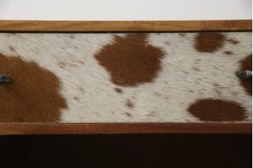 中古　希少な廃番品　ドイツ家具　KARE(カレ)　RODEO(ロデオ)　3Doors 4Drw　異素材の組み合わせがユニークでお洒落なチェスト(サイドチェスト、サイドボード、引き出し、収納棚、戸棚)(R-078746)