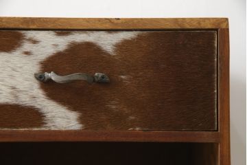 中古　希少な廃番品　ドイツ家具　KARE(カレ)　RODEO(ロデオ)　3Doors 4Drw　異素材の組み合わせがユニークでお洒落なチェスト(サイドチェスト、サイドボード、引き出し、収納棚、戸棚)(R-078746)
