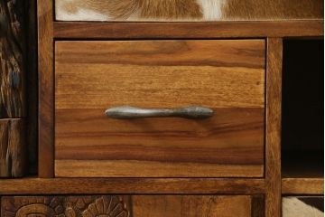 中古　希少な廃番品　ドイツ家具　KARE(カレ)　RODEO(ロデオ)　3Doors 4Drw　異素材の組み合わせがユニークでお洒落なチェスト(サイドチェスト、サイドボード、引き出し、収納棚、戸棚)(R-078746)