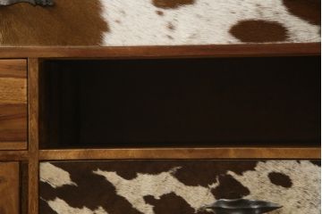 中古　希少な廃番品　ドイツ家具　KARE(カレ)　RODEO(ロデオ)　3Doors 4Drw　異素材の組み合わせがユニークでお洒落なチェスト(サイドチェスト、サイドボード、引き出し、収納棚、戸棚)(R-078746)