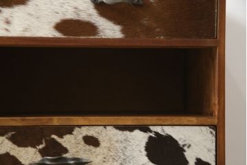 中古　希少な廃番品　ドイツ家具　KARE(カレ)　RODEO(ロデオ)　3Doors 4Drw　異素材の組み合わせがユニークでお洒落なチェスト(サイドチェスト、サイドボード、引き出し、収納棚、戸棚)(R-078746)
