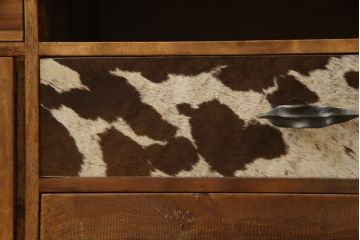 中古　希少な廃番品　ドイツ家具　KARE(カレ)　RODEO(ロデオ)　3Doors 4Drw　異素材の組み合わせがユニークでお洒落なチェスト(サイドチェスト、サイドボード、引き出し、収納棚、戸棚)(R-078746)