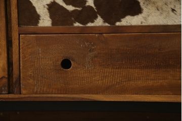 中古　希少な廃番品　ドイツ家具　KARE(カレ)　RODEO(ロデオ)　3Doors 4Drw　異素材の組み合わせがユニークでお洒落なチェスト(サイドチェスト、サイドボード、引き出し、収納棚、戸棚)(R-078746)