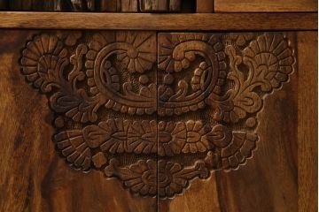 中古　希少な廃番品　ドイツ家具　KARE(カレ)　RODEO(ロデオ)　3Doors 4Drw　異素材の組み合わせがユニークでお洒落なチェスト(サイドチェスト、サイドボード、引き出し、収納棚、戸棚)(R-078746)